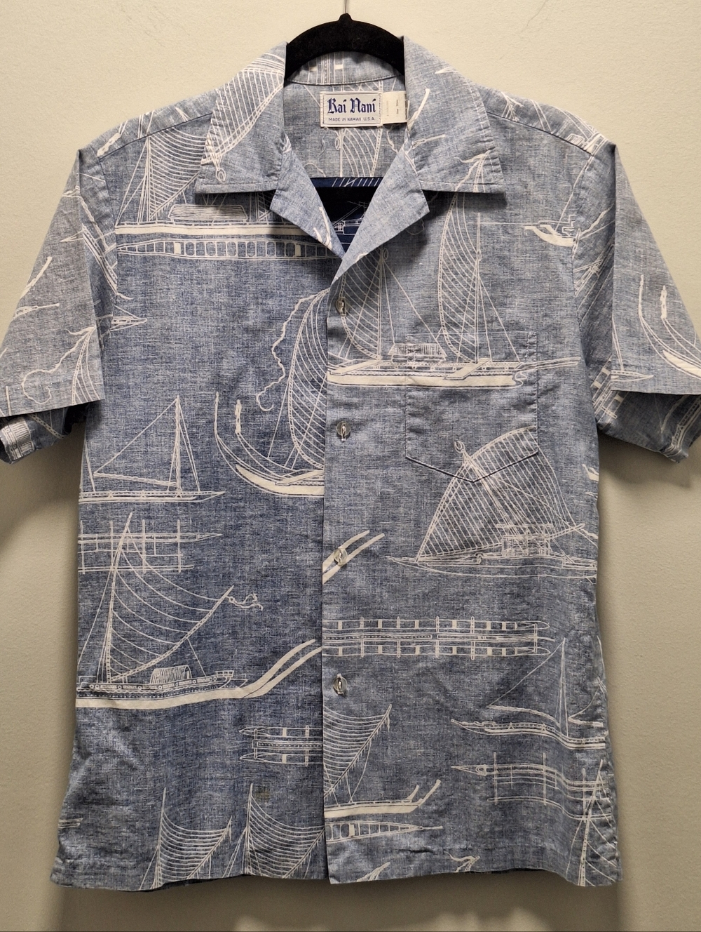 NWOT RARE Rai Nani Blue Sailboat Print Camp Shirt | Medium